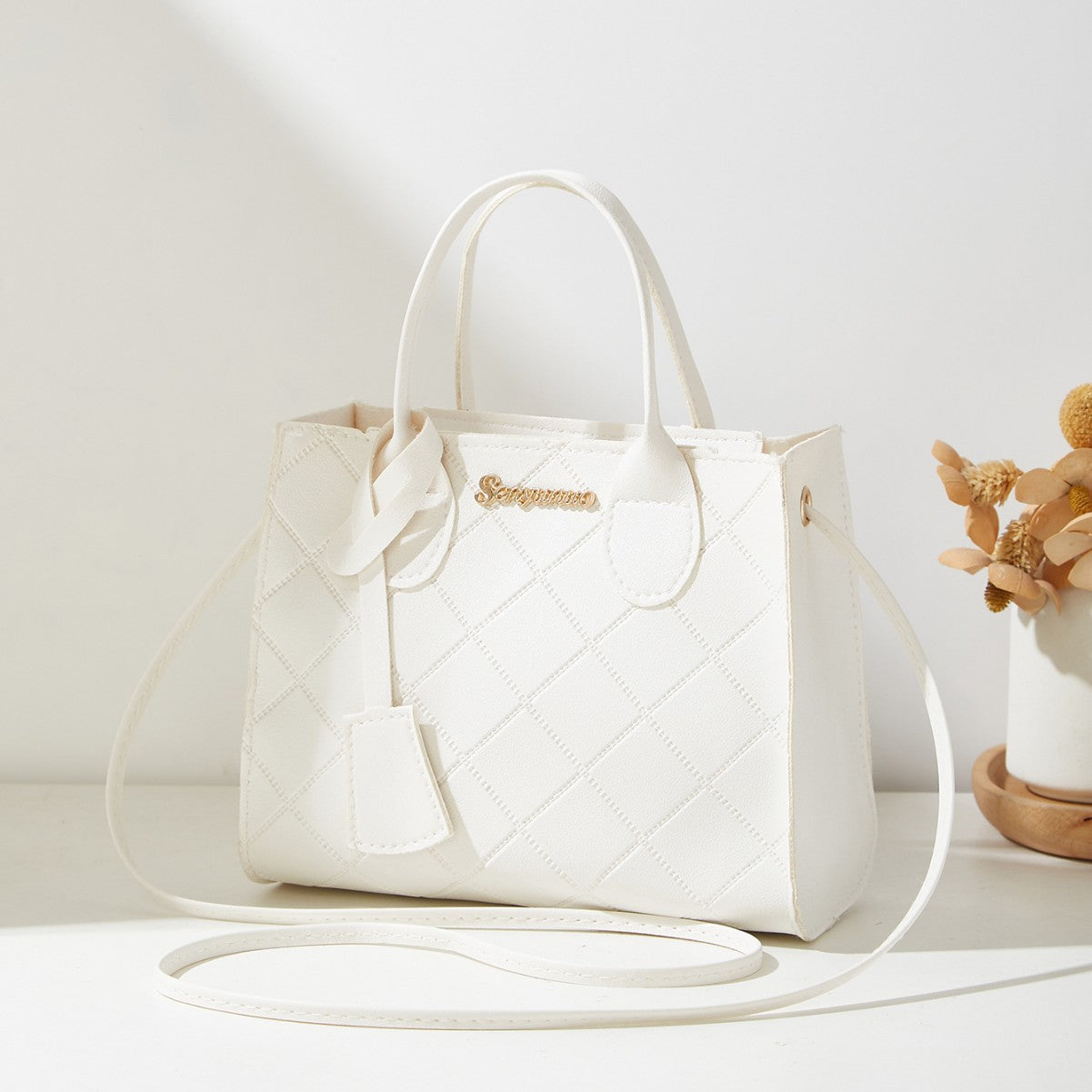 Quilted Diamond Pattern Women Crossbody Bag